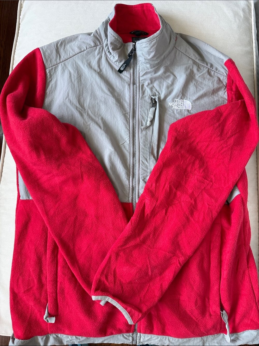 The North Face Red and Light Gray Fleece Jacket
